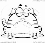 Cat Sad Cartoon Coloring Tabby Chubby Clipart Drunk Outlined Vector Thoman Cory Royalty Clipartof sketch template