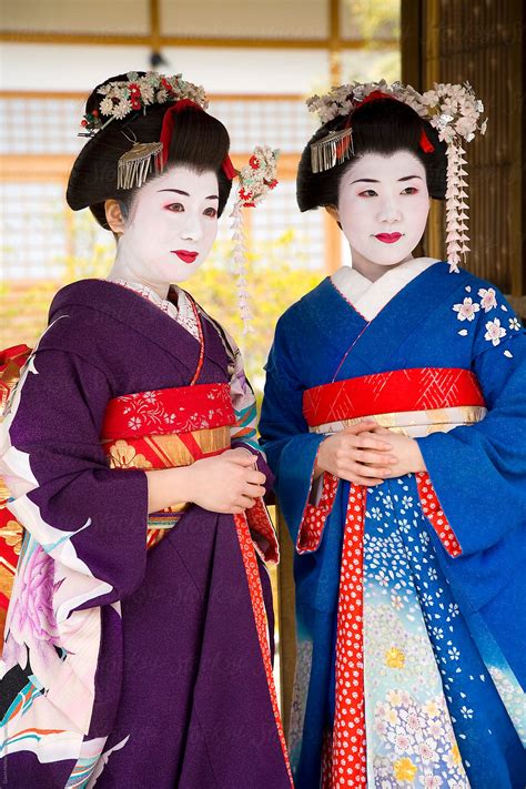 Asia Japan Honshu Kansai Region Kyoto Portrait Of Two