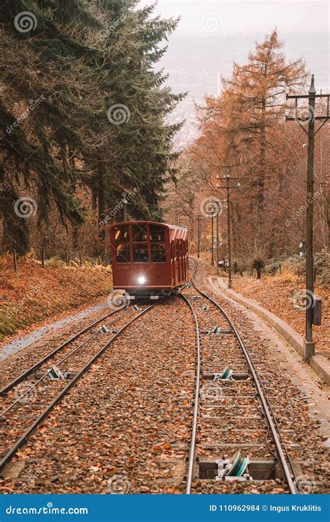 cable car tram    hills   castle  heidelberg editorial stock image