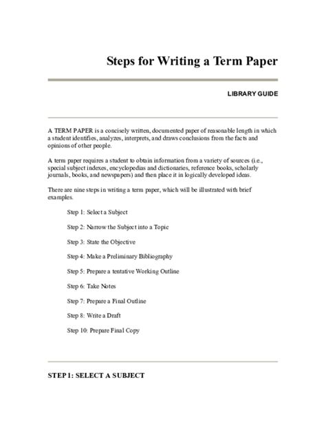 term paper outline term paper format  outline
