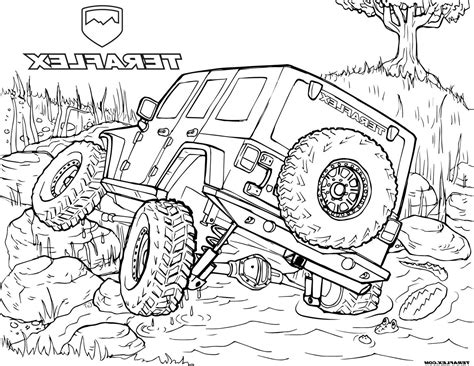 easy jeep coloring pages thekidsworksheet