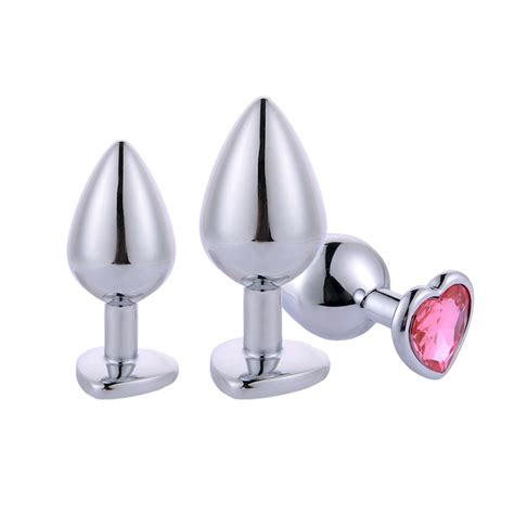 Beginner Plug Anal Stainless Steel Heart Jeweled Anal Butt Suction Cup