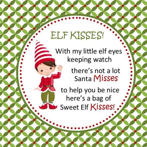 elf kisses printable tag digital file  print elf kisses etsy
