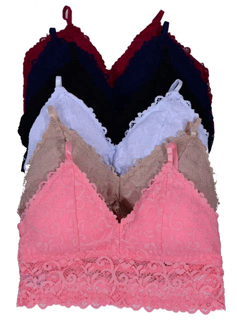 Women 6 Pack Full Lace Sexy Bralette With Padding Size L 6312