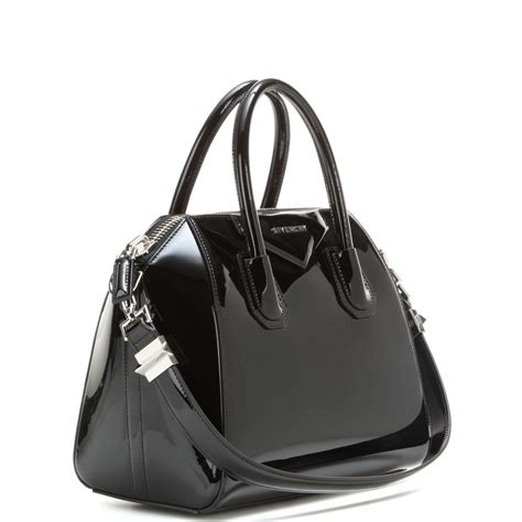 givenchy antigona small patent leather tote in black lyst