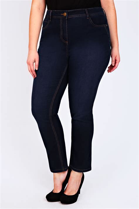 Indigo Straight Leg 5 Pocket Denim Jeans Plus Size 14 16 18 20 22 24 26