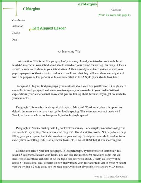 mla  paragraph essay format fresh mla style sample essay format