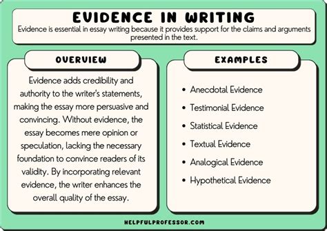 types  evidence  writing