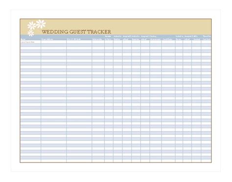 wedding guest list template wedding guest list