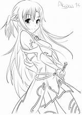 Sword Coloring Asuna Sao Pages Anime Lineart Yuuki Drawing Manga Deviantart Kolorowanki Kirito Drawings Colouring Para Sketches Dibujos Sketch Colorear sketch template