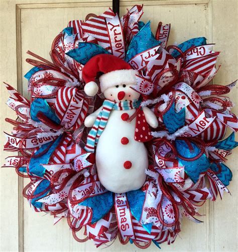deco mesh christmas wreath red white and blue turquoise