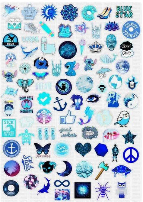 inspirasi aesthetic sticker printable blue aneka stiker keren