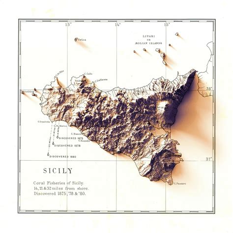 Sicily Map Sicily Relief Map Sicilia Relief Map Vintage Etsy Uk