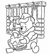 Pooh Coloring Christmas Pages Bear Honey Jar Disney Coloringsky Winnie sketch template