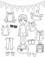 Wäscheleine Clothing Puppen Malvorlagen Rotkäppchen Kinderaktivitäten Buntes Papier Anziehpuppe Muñecas Junge Producto sketch template