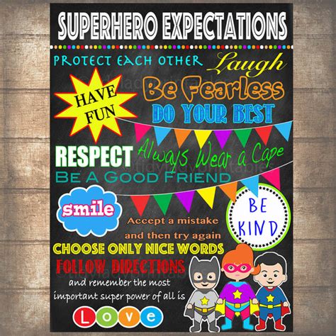 Superhero Classroom Rules Poster Tidylady Printables