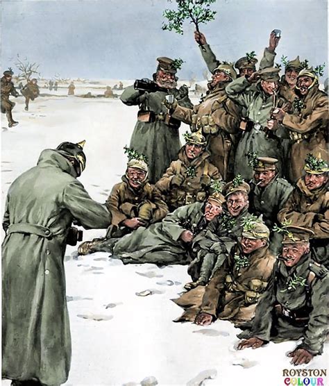 christmas truce british  german soldiers celebrating christmas