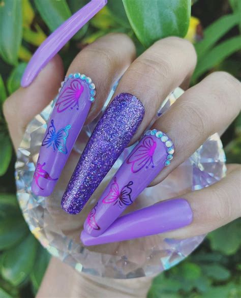 extra long coffin nails press  purple nails purple glue  etsy