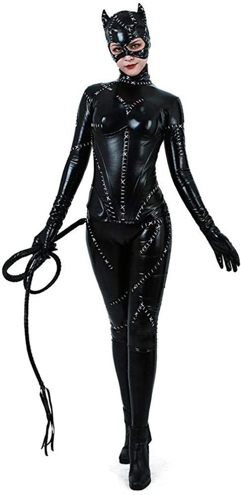 miccostumes women s fullbody black catsuit halloween cosplay mask whip