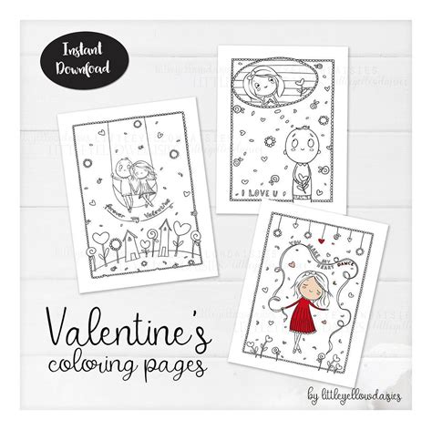valentines day coloring pages activities  kids etsy valentines