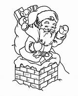 Santa Coloring Pages Christmas Claus Chimney House Printable Kids Clause Down Sheets Print Clipart Chimneys Pit Into Entering Color Stuck sketch template