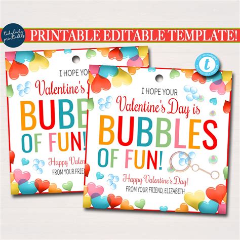valentines bubbles gift tags bubbles  fun kids tag tidylady