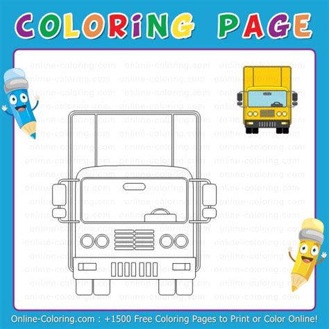 front view   yellow utility truck   coloring page
