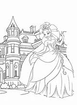 Castle Princess Coloring Pages Disney Tiana Print Drawing Color Printable Dragon Frozen Frog Castles Cinderella Kids Colouring Para Sheets Colorear sketch template