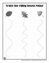 Tracing Line Leaves Worksheets Kids Thanksgiving Activities Preschool Printable Falling sketch template