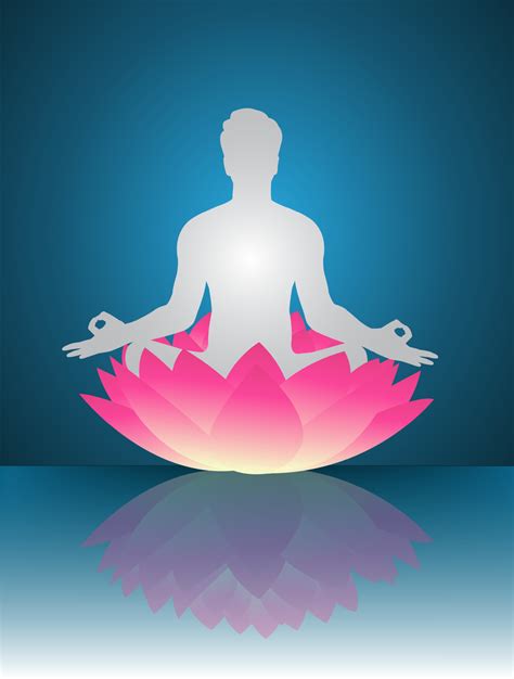 meditation yoga  human silhouette  lotus flower  vector