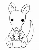 Kangaroo Coloring Baby Mom Pages Printable sketch template