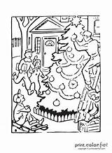 Christmas Coloring Outdoor Tree Pages Printable Scene Color Might Printcolorfun sketch template
