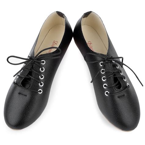 women fashion leather lace  pointed toe comfort flat casual oxford
