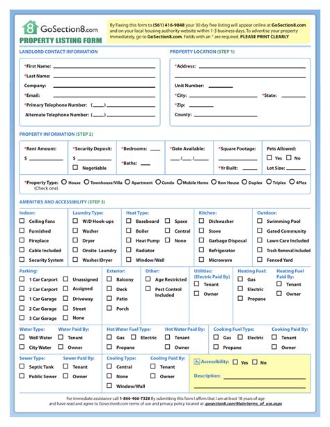 property listing form gosection fill  sign