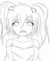 Anime Girl Crying Coloring Pages Drawing Depressed Bunny Getdrawings sketch template