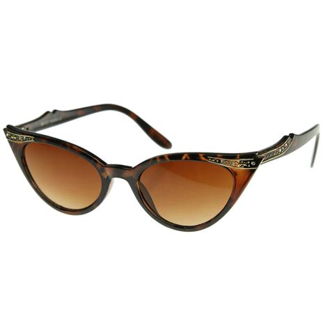 vintage inspired mod womens fashion rhinestone cat eye sunglasses
