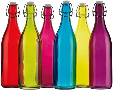 Finzora® Flip Top Glass Water Bottle 1 Liter Pack Of 2 Swing Top