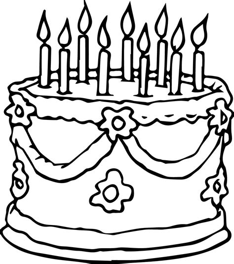 printable birthday cake coloring page