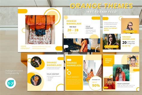 instagram feed template orange themes graphic  creative