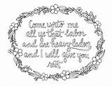 Come Unto Coloring Matthew 28 Pages Bible Printable Lds Scripture Verse Choose Board Template sketch template