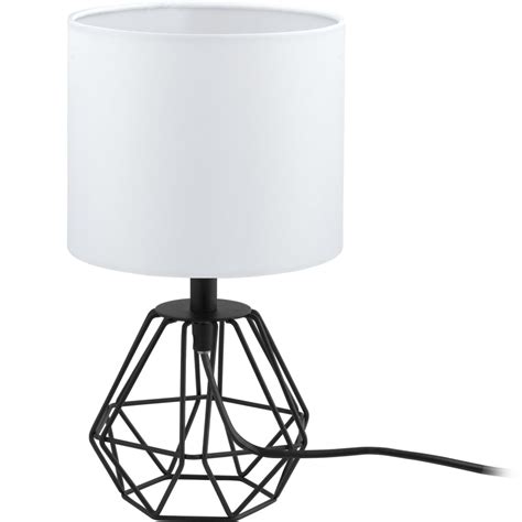 eglo lighting carlton  geometric design table lamp  black  white shade  lighting