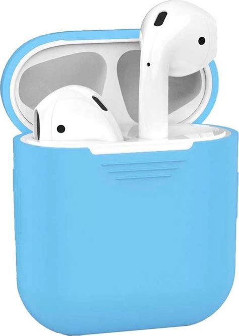 hoes voor apple airpods hoesje siliconen case cover licht blauw bolcom