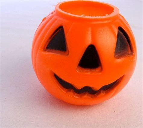 Vintage Small Blow Mold Plastic Halloween Jack O Lantern