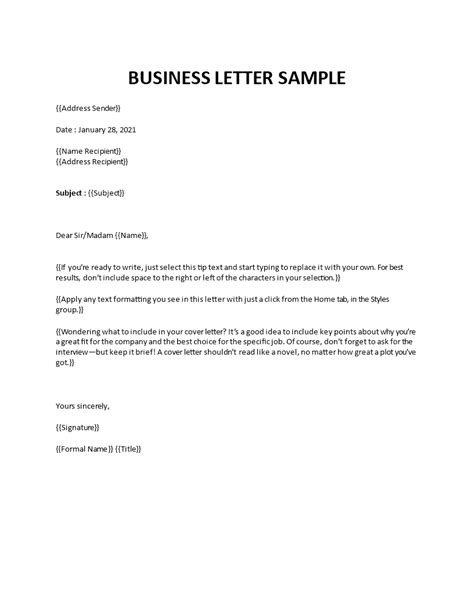 business letter format examples