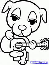 Animal Guitarra Villager Tocando Coloringhome Cachorro Dibujosonline Horizons Perro Animaux Bewohner sketch template