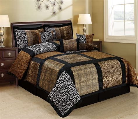 mallen home  piece faux fur animal pattern pieced comforter set queen size walmartcom