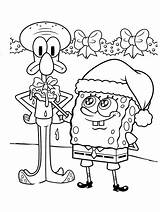 Spongebob Coloring Pages Christmas Squidward Kids Printable Bob Color Coloriages éponge Colouring Children Sheets Cartoon Adventure Time Funny Noël Cute sketch template