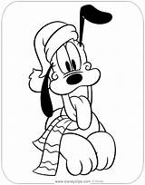 Christmas Coloring Pages Disney Pluto Disneyclips Mickey Printable Goofy Kids Hat Cute Adult Books sketch template