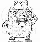 Ugly Dumb Pig Outlined Coloring Confused Devil Clipart Cartoon Cory Thoman Vector Pages Illustration Royalty Shrugging Marks Question Under Blond sketch template