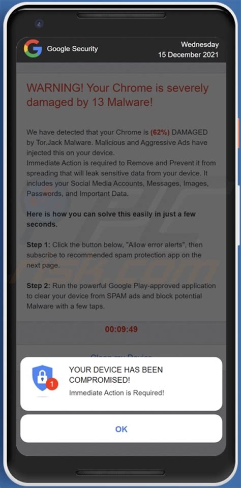 Your Device Has Been Compromised Pop Up Scam Android Removal And